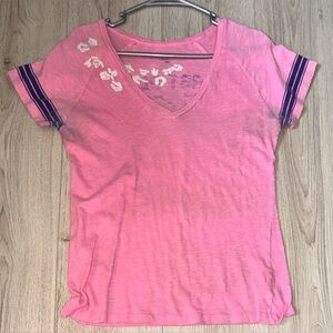 Old Navy Pink and Blue Fitted T-Shirt shirt top